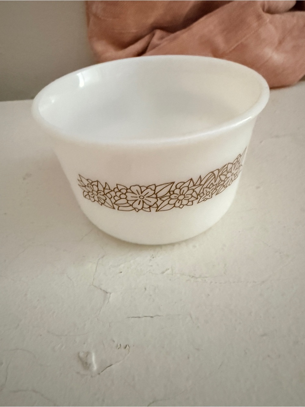 Vintage Pyrex Woodland Brown Floral Sugar Bowl No Lid